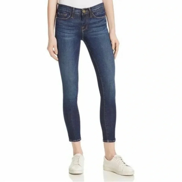 LAST CALL Frame Le Skinny de Jeanne Jeans Size 27 Dark Denim Blue Stretch - Picture 1 of 13